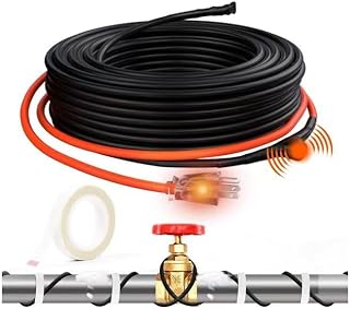 HEATIT 30ft Self-Regulating Pipe Heating Cable for Pipe Freeze Protection | Heat Cable for Water Pipes, Pipe Heat Tape with Thermostat, ETL Listed, Keeps Water Flowing at -40°F, 120V 3W/FT
