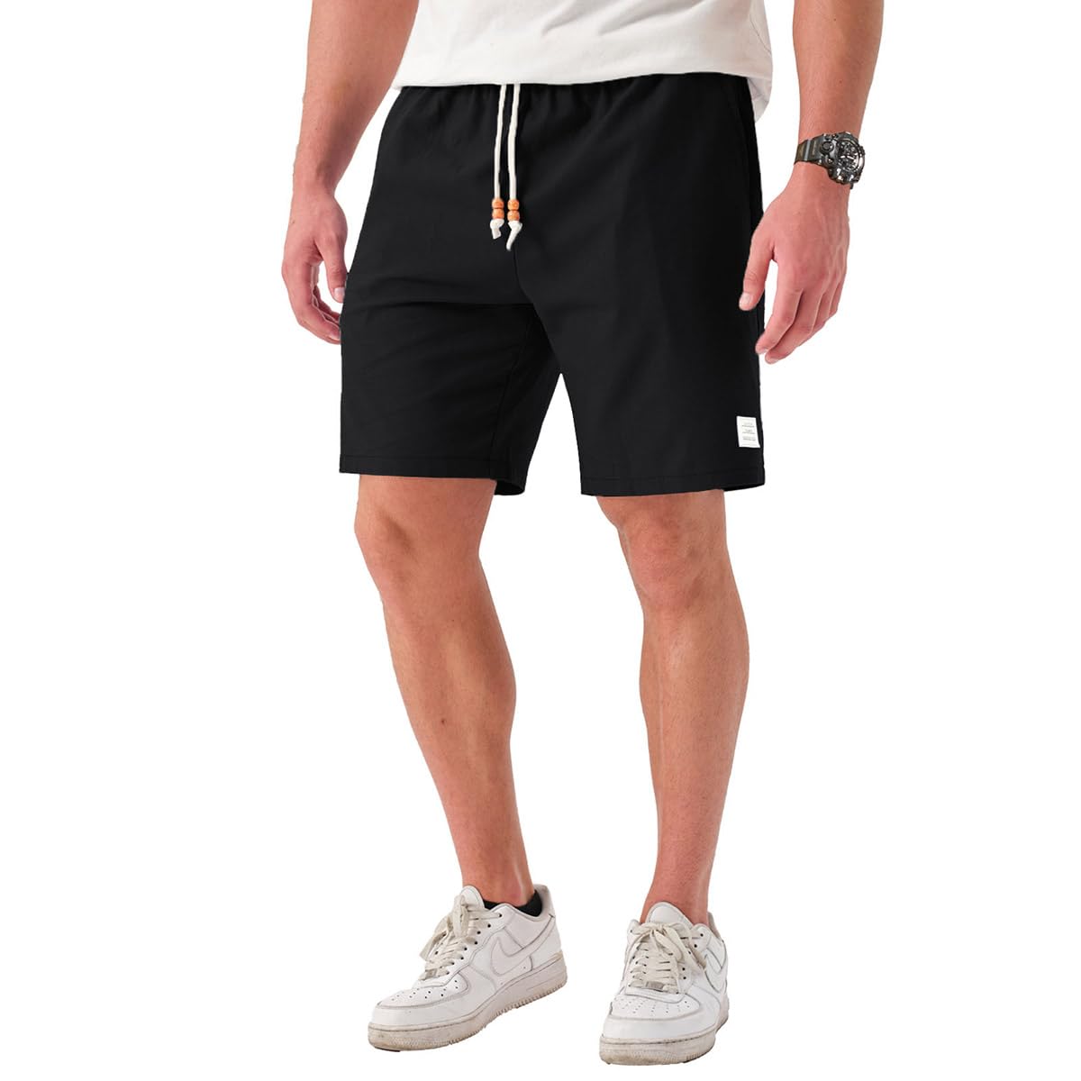 JustSun Men's Linen Shorts Linen Summer Casual Trousers Lightweight Breathable w