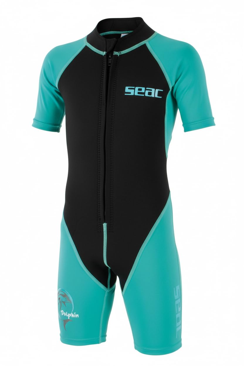 Seac Dolphin Kids Shorty 1/8" Neoprene Lycra Wetsuit for Swimming, Snorkeling an