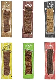 Primal Spirit Vegan Jerky - 6 Flavor Variety 6-Pack, 10g. Plant Based Protein, Certified Non-GMO ("The Classics" Thai Peanut, Mesquite Lime, Teriyaki, Hot & Spicy, Hickory Smoked, & Texas BBQ, 1 oz)