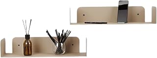 D-Segno Mensole da muro moderne Smarty. Mensola da muro design Office. Giocose, giovani e funzionali. Semplice e veloce da montare | P20 L60 X H12 cm |100% Made in Italy (Beige 2 Pezzi)