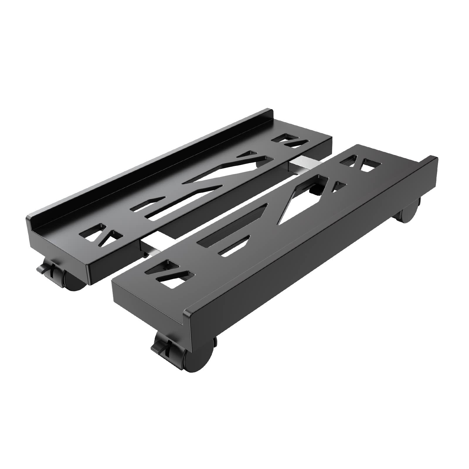 Adjustable Computer Tower Stand, Ventilated Mobile CPU Holder, Black | Fits Most