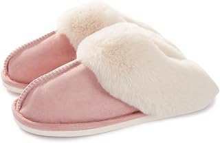 Misolin Women's Men's Winter Warm Plush Slippers for Home and Memory Foam