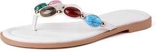 Jeweled Thong Flip Flops for Women Beach Flat Sandals