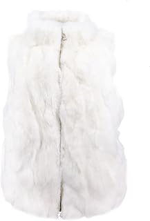 LVCOMEFF Women Real Rex Rabbit Fur Vest Furry Fluffy Classic With High Collar Sleeveless Outwear Top