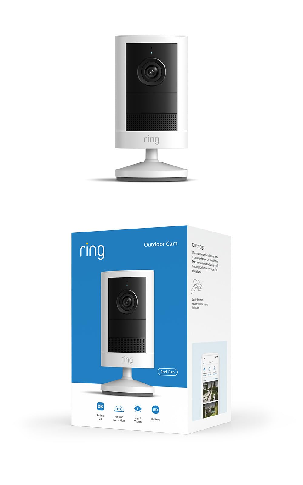 Ring Outdoor Cam 2K (newest model), Battery, Home or business security, Wide-Ang