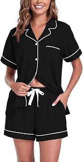 COLORFULLEAF Women's Short Pyjamas 100% Cotton Pyjama Set with Buttons Two Piece Summer Sleepwear Leisure Suit S-XXL