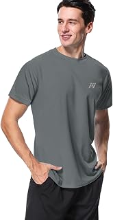 MeetHoo Men’s Rash Vest, Rash Guard UV T Shirt UPF 50+ Top Sun Protection Short Sleeve Tee for Surfing Running Swimming