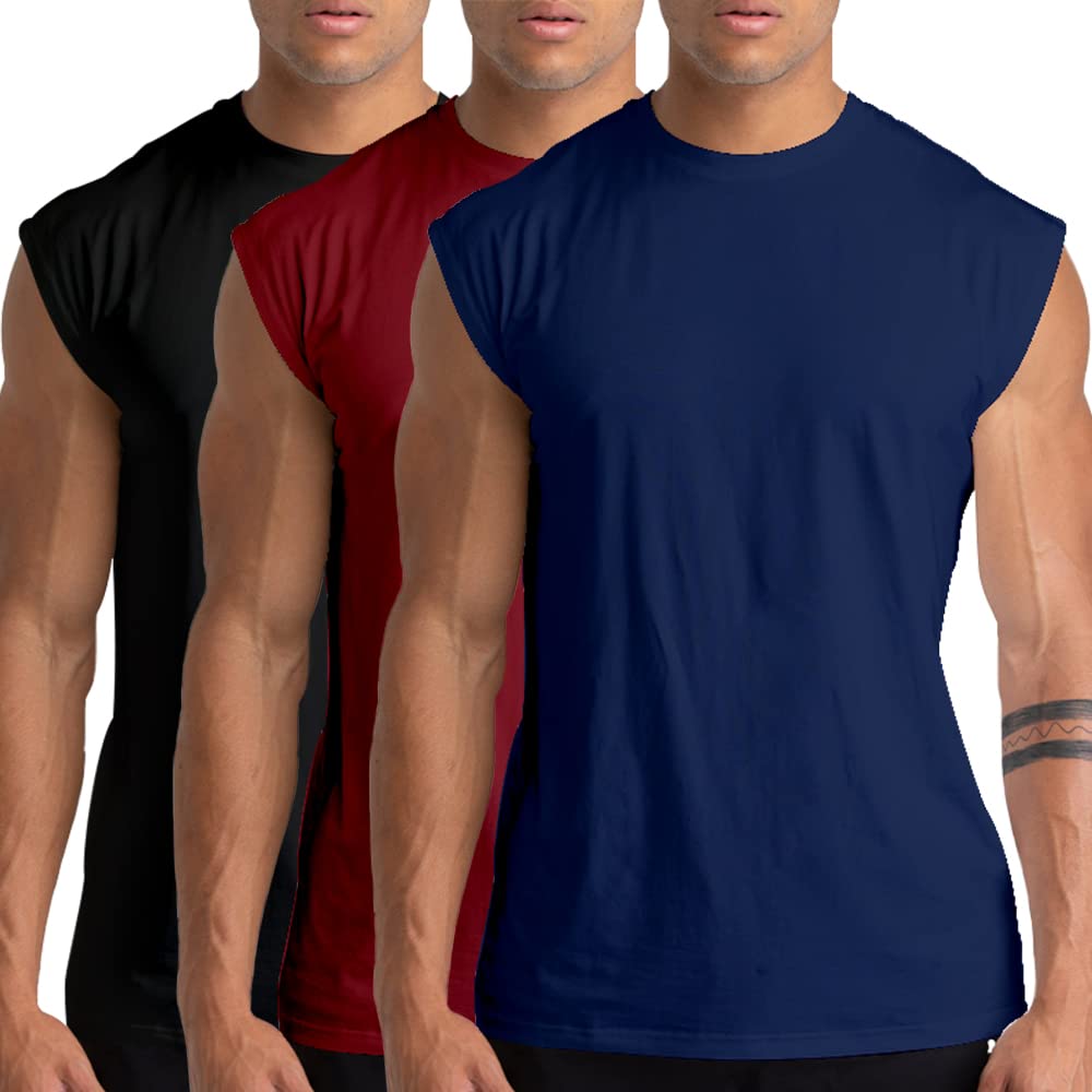 Holure Pack of 1, 3 or 5 Men's Cotton Gym Tank Tops - Sleeveless Training Tank T