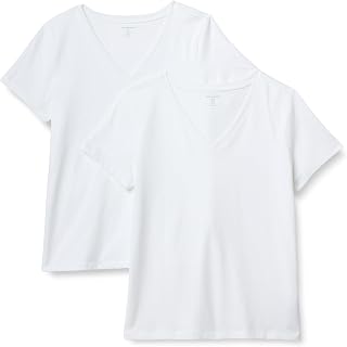 Amazon Essentials Women's Short Sleeve V-Neck T-Shirt 100% Cotton, Standard Cut