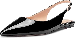 HDEUOLM Women's Flat Shoes Low Kitten Heel Lace Pumps Slip-on Slingback Office Shoes Party Dress