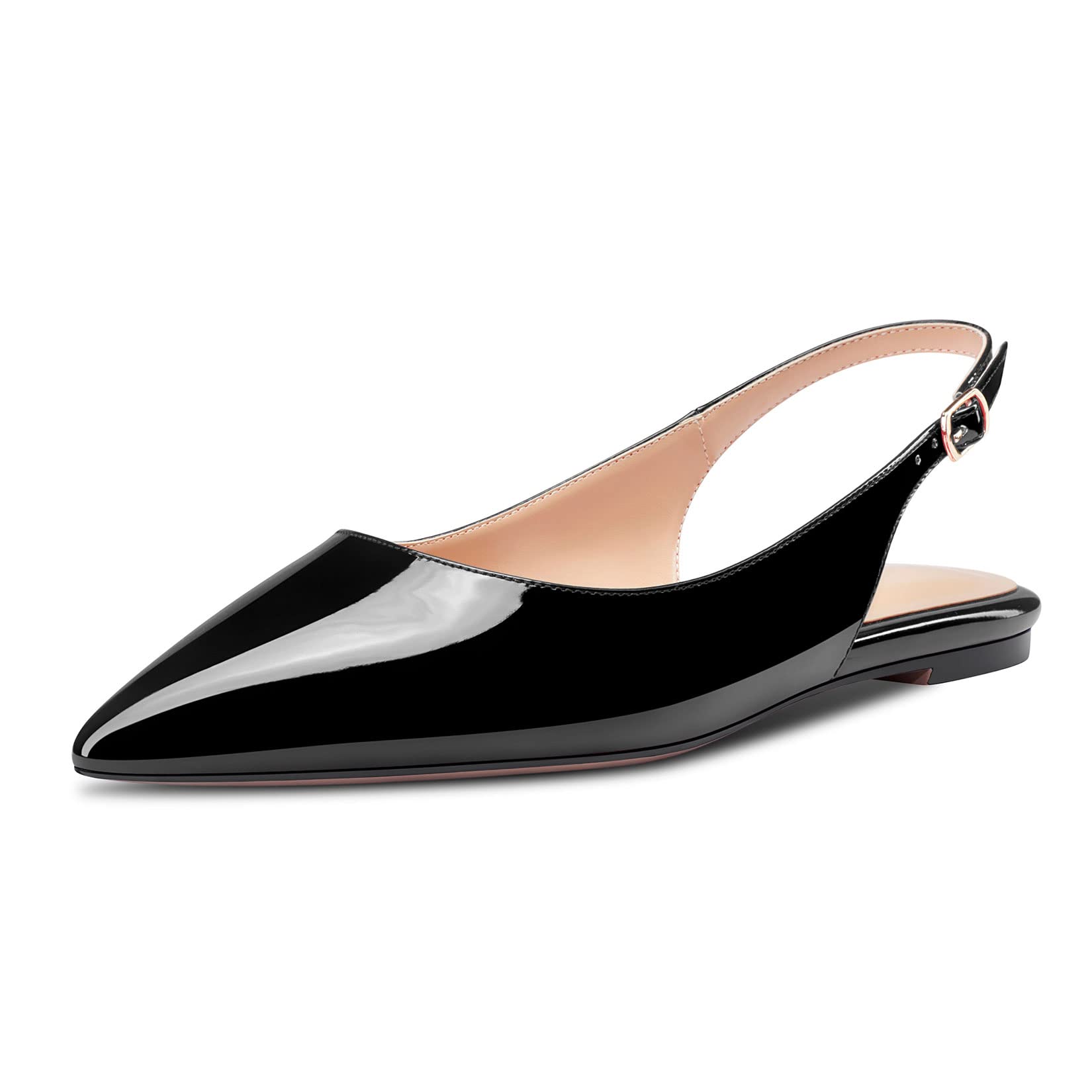 HDEUOLM Women's Flat Shoes Low Kitten Heel Lace Pumps Slip-on Slingback Office S