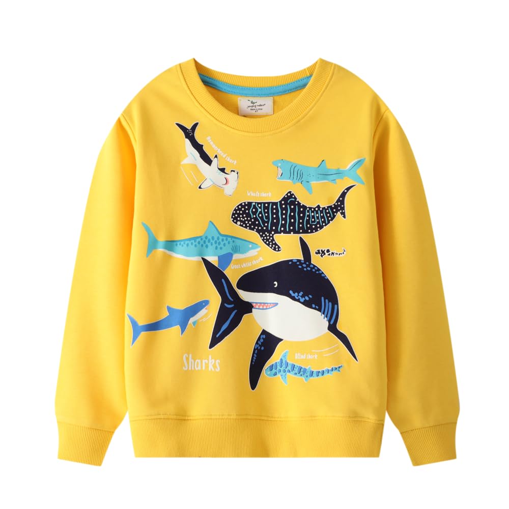 LitBud Boys Sweatshirts Shark Crewneck Pullover for Toddler Clothes Boy Cotton T