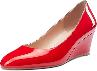 Saekcted Women's Court Shoes with Medium Heel Classic Round Toe Wedge Shoes Office Shoes 5 cm High Heels High Heels