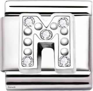 A-Z Letter Cubic Zirconia Italian Charm Links for 9mm Bracelets