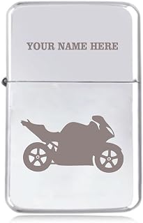 Notts Laser Motorbike Design - Personalised STAR Windproof Petrol Lighter