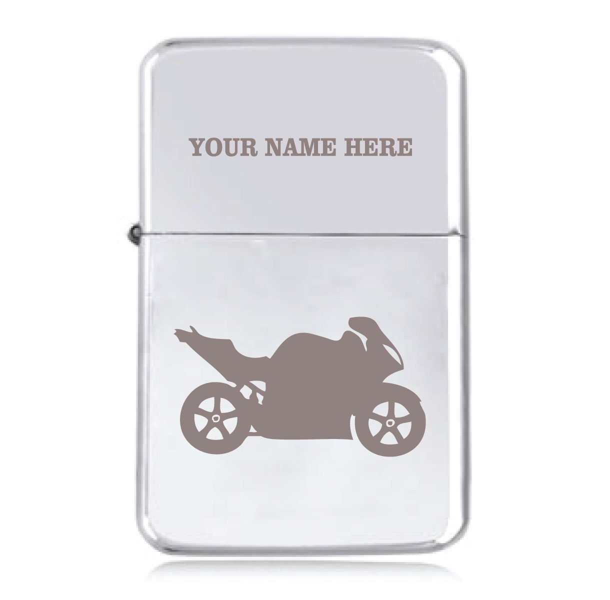 Notts Laser Motorbike Design - Personalised STAR Windproof Petrol Lighter