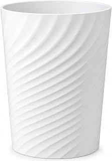 Plastic Small Bathroom Trash Can Wastebasket Garbage Can, White | Sturdy-Easy to Clean, Bathroom, Laundry Room, Kitchen, Office, Kids Room, Dorm, Bedroom, 1.8 Gallon