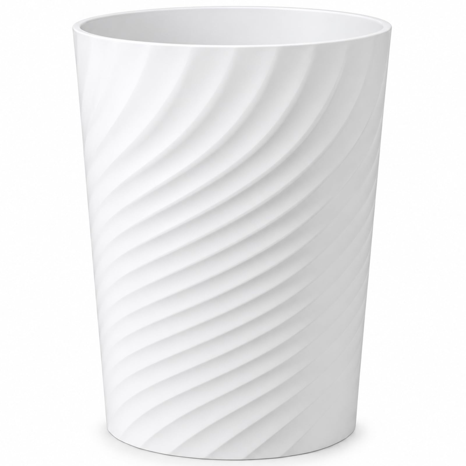 Plastic Small Bathroom Trash Can Wastebasket Garbage Can, White | Sturdy-Easy to