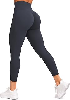 Sunzfly Invisible Butt Scrunch Workout Leggings with Pockets for Women, No Front Seam Gym Yoga Pants with Tummy Control