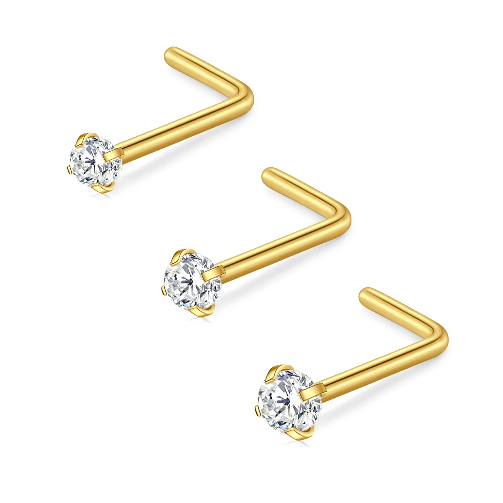 D.Bella 16G 18G 20G L Shaped Nose Studs Surgical Steel 1.5mm 2mm 2.5mm 3mm Color