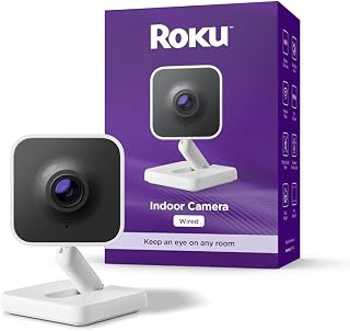 Roku Indoor Camera SE - Home Security - 1-Pack - Wired Security Camera & Pet Monitor with 1080p HD Color Night Vision, Compatible with Alexa & Google, Motion & Sound Detection (Renewed)