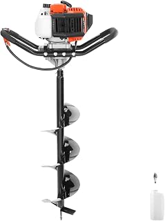 VEVOR Post Hole Digger, 43cc 1250W Auger Earth Digger, Gas-Powered (Fuel) | for Farmland, Garden, Plant, 8" Earth Auger Drill Bit, 30 inch Long Alloy Steel Auger, Powerful Engine, EPA Certification