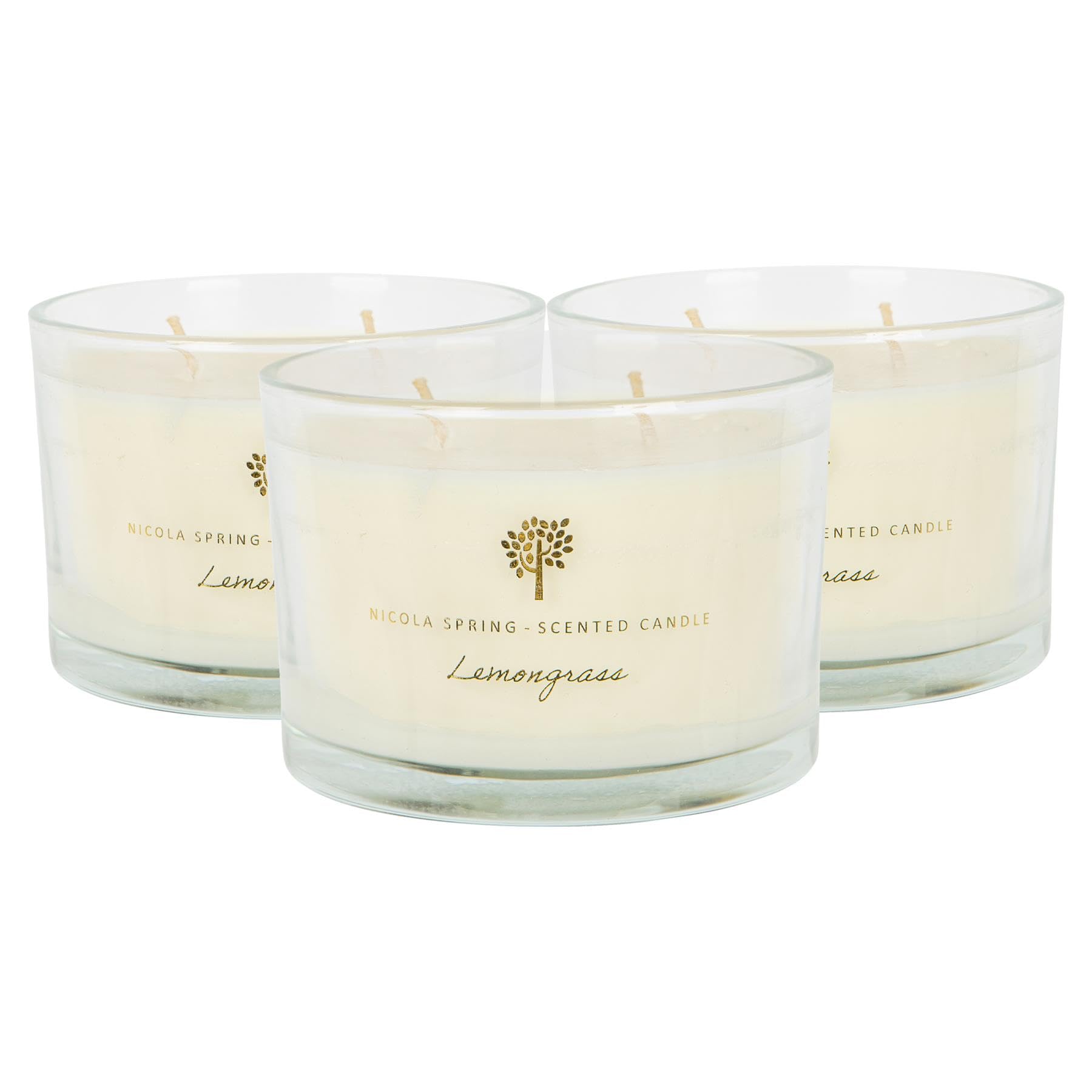 Nicola Spring Lemongrass Scented Candle - 350g - Pack of 3-38 Hour Burning Time 
