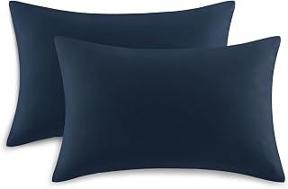 Pillow Cases 2 Pack - Navy Blue Pillowcases Plain Pack of 2, Super Soft Brushed Microfiber Standard Queen Pillow Covers With Envelope Closure, 50x75 cm
