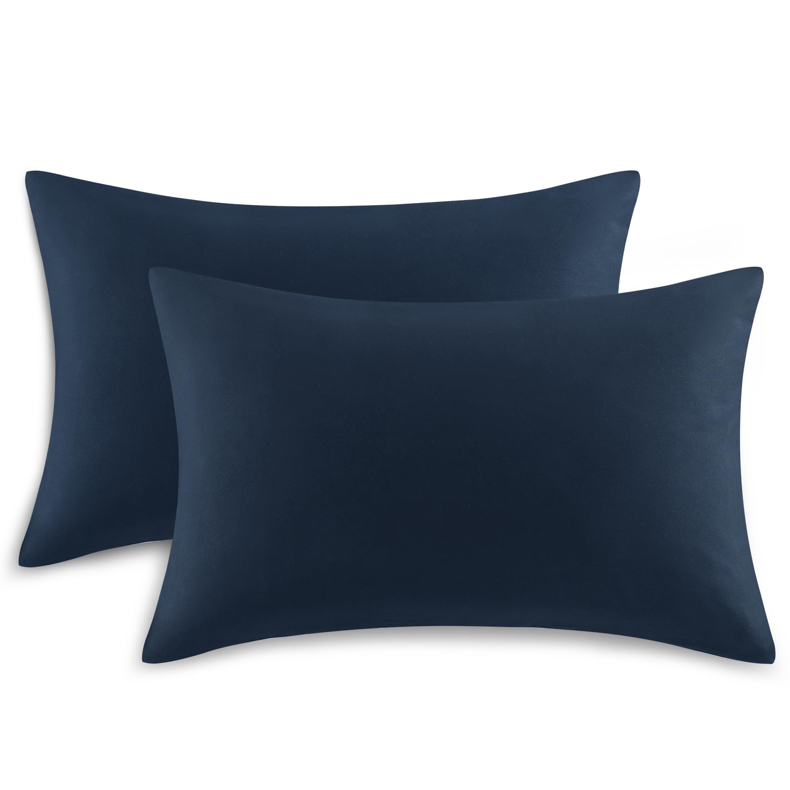 Pillow Cases 2 Pack - Navy Blue Pillowcases Plain Pack of 2, Super Soft Brushed 