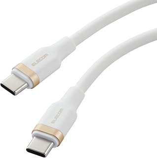Elecom MPA-CCECSS05WH USB Type C Cable, 0.5 m, Short, 100W, PD Compatible, High Speed Charging, Silicone Material, Smooth, Soft, Compatible with MacBook/iPad/Galaxy/Android Smartphones, Tablets, Etc.,