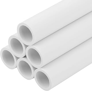 CKVIHAV 6Pcs 1/2 Inch PVC Pipe 17" Long Sch40 Industrial Pipes for Home DIY, Greenhouse, Garden, Farm, Workshop, Furniture Grade, White (0.50" x 17"L)