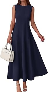 PRETTYGARDEN Sleeveless Crewneck Summer Maxi Dresses for Women 2026 Elegant Classy Semi Formal A Line Modest Party Dress