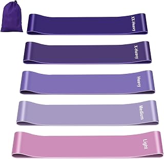 Fokky Fitnessbänder [5er Set], 100% Naturlatex Resistance Bands | Widerstandsbänder mit Übungsanleitung auf Deutsch & Tragebeutel, Gymnastikband Fitnessband für Muskelaufbau Pilates Yoga
