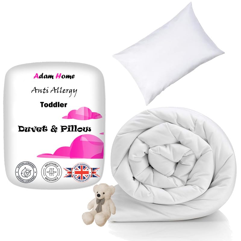 Adam Home 4.5 Tog Toddler Duvet and Pillow Set 100% Microfibre Anti-Allergy Ligh
