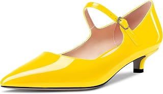 Aachcol Women's Mary Jane Kitten Low Heel Pumps Pointed Toe Slip-on Dress Shoes Party Wedding Office 3.5CM