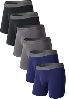 DAVID ARCHY Men's Boxer Shorts Retro 3D Pocket Bulge Underpants Bamboo Underwear Base Ultra Soft Breathable 3/4 Pack