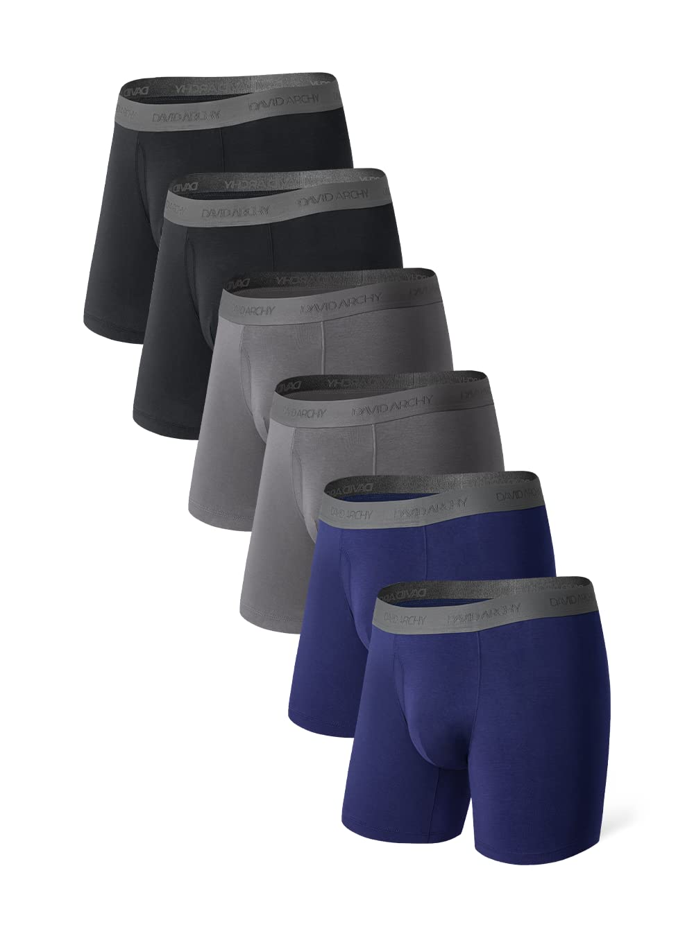 DAVID ARCHY Men's Boxer Shorts Retro 3D Pocket Bulge Underpants Bamboo Underwear