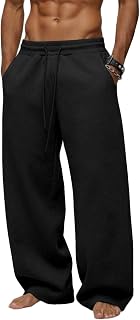 Men's Baggy Sweatpants Wide Leg Fleece Lounge Joggers with Deep Pockets | Soft 65% poly 35% cotton stretch blend, outer drawstring, open bottom, relaxed fit for gym, travel, errands and daily wear