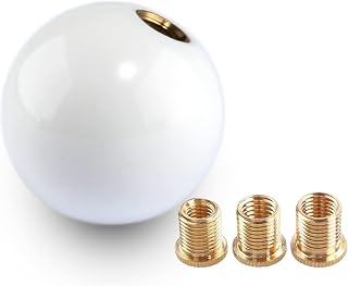 YIUIY Round Ball Shift Knob Universal Gear Shift Knob 5 6 Speed for Manual Automatic Vehicles with Adapters (Pure White)