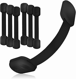 Baby Proof Me Child Safety Cabinet Latch, RV Fridge Lock, Black, 6-Count | Child Proof Cabinet Locks, RV Fridge Lock, Multipurpose Safety Straps for Cabinets, Drawers, Oven, Trash, and Cupboard