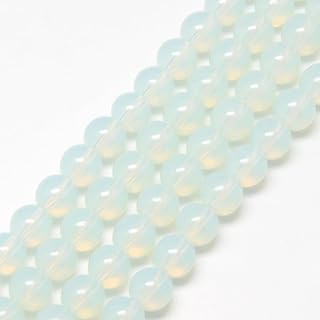 About 133pcs Opalite Imitation Glass Beads 6mm Round Crystal Glass Beads White Baking Painted Loose Beads for DIY Friendship Bracelet Necklace Jewelry Making