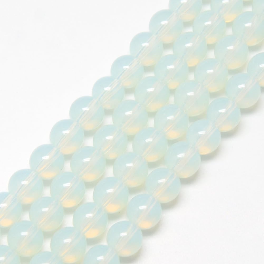 About 133pcs Opalite Imitation Glass Beads 6mm Round Crystal Glass Beads White B