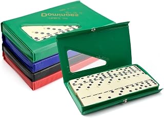 VMRUXAW Classic Double Dominoes Set, Games Double 6 Dominoes Set for Adults - Classic Domino Game with 28 Tiles Colored Dots - for 2-4 Players, Travel, Party（Random Color）
