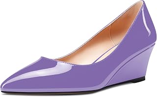Aachcol Women's Medium Wedge Heel Pointed Toe Pumps Slip-On Wedding Party Shoes 5 cm