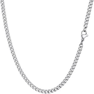 PROSTEEL Men's Necklace Classic Curb Chain 3/6/9/12 mm Wide, Cuban Link Chain, Men's Hip-Hop Chain, Necklace for Men, Boys, Stainless Steel / 18 Carat Gold-Plated 36/46/51/55/61/66/71/76 cm