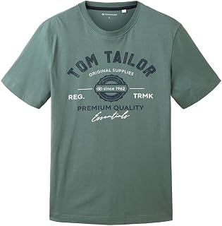 TOM TAILOR Men's Cotton T-Shirt with Logo Print