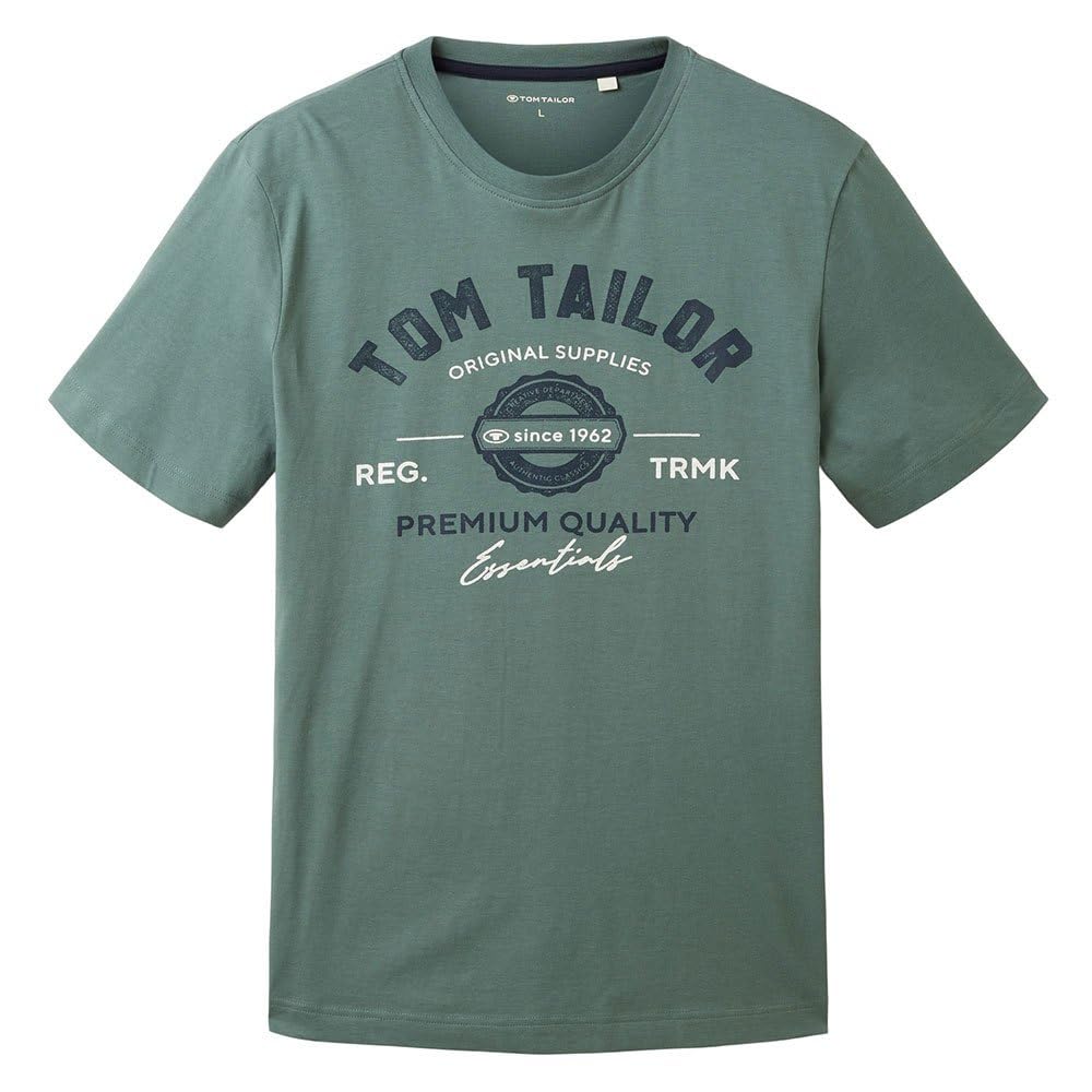 TOM TAILOR Men's Cotton T-Shirt with Logo Print