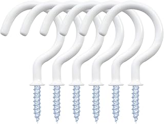 yuntop 12 Pack Vinyl Coated Ceiling Hooks,Screw-in Mug Hooks | Multi-Function Wall Hooks Kitchen Hooks Cup Hooks for Indoors Outdoors (White, 1-1/4 Inch)