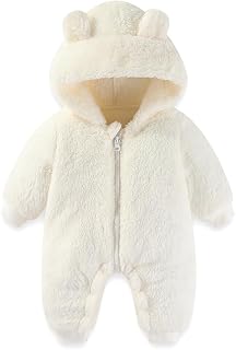 AiWMGL Baby Bear Hooded Fleece Romper Snowsuit